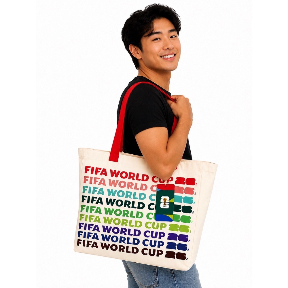 FIFA World Cup 26 Canvas Tote Bag Atelier‎ Sportif Multi Color Logo Cream Red